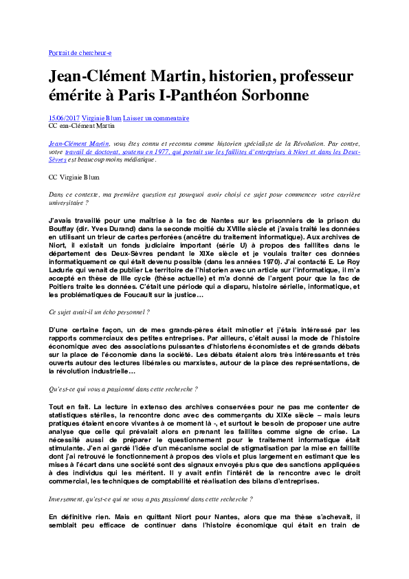 (PDF) Portrait de chercheur Jeanclément Martin and Virginie Blum