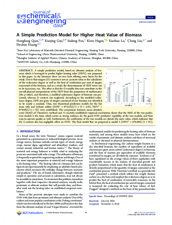 (PDF) A Simple Prediction Model for Higher Heat Value of Biomass