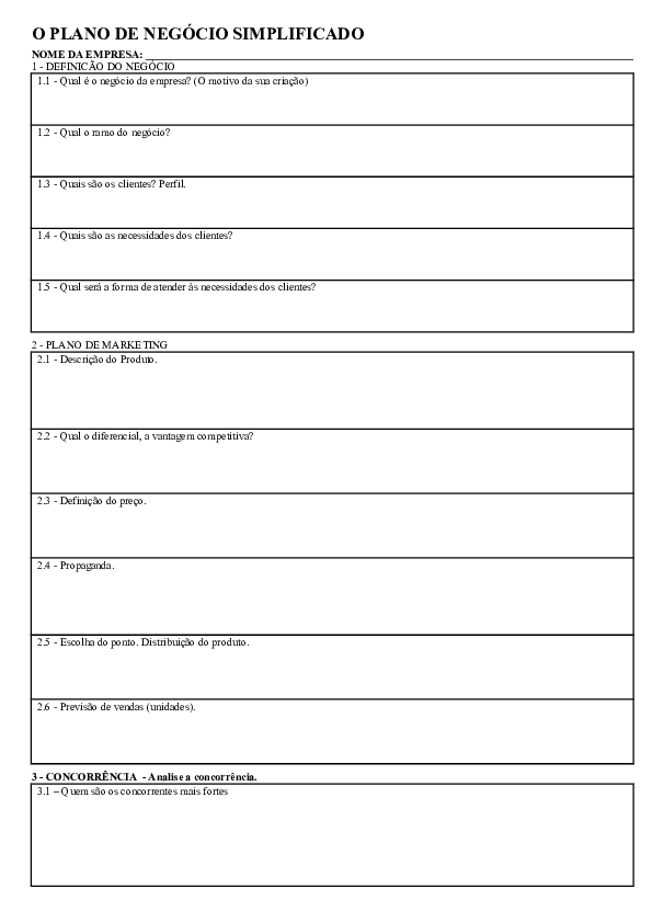 (DOC) O PLANO DE NEGÓCIO SIMPLIFICADO