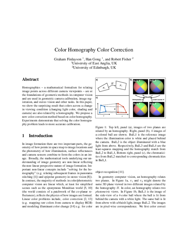 (PDF) Color Homography Color Correction