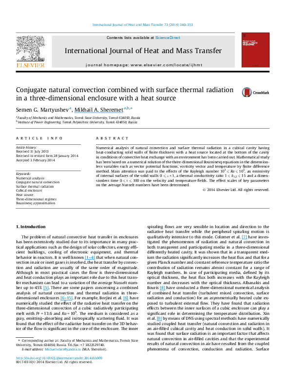 (PDF) Conjugate natural convection combined with surface thermal ...