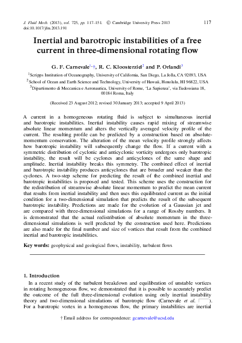 (PDF) Inertial and barotropic instabilities of a free current in three ...