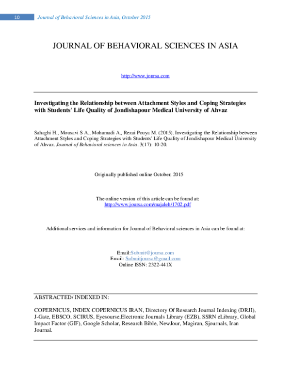 (PDF) Investigating the Relationship between Attachment Styles and ...