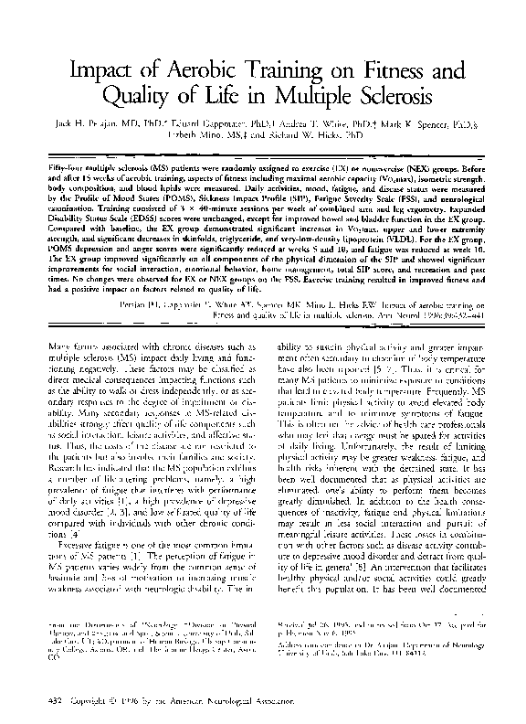 (PDF) Impact of aerobic training on fitness and quality of life in ...
