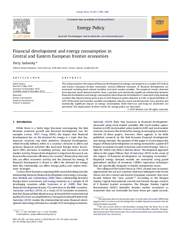 (PDF) Financial development and energy consumption in Central and ...
