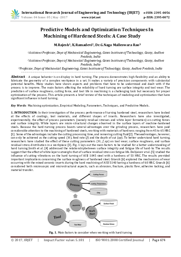 (PDF) Predictive Models and Optimization Techniques In Machining of ...