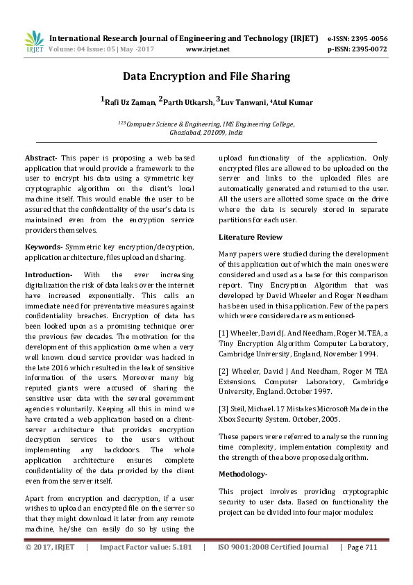 (PDF) Data Encryption and File Sharing