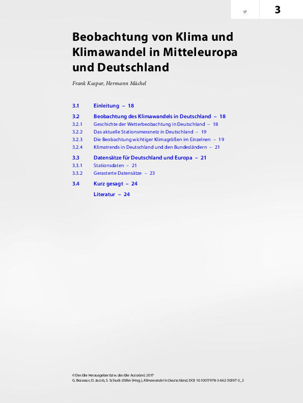 Beobachtung von Klima und Klimawandel in Mitteleuropa und Deutschland