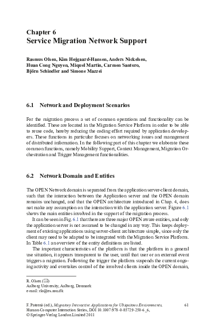 (PDF) Service Migration Network Network Support