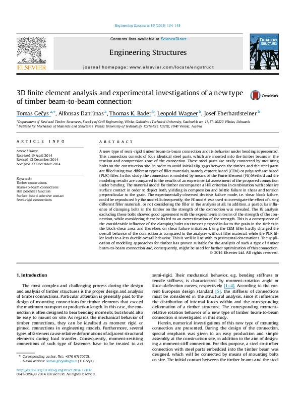 (PDF) 3D finite element analysis and experimental investigations of a ...