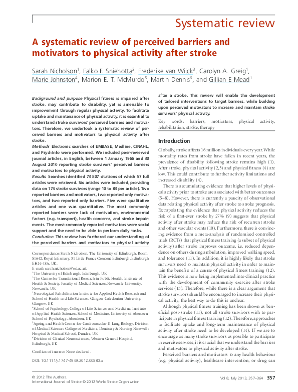 (PDF) A systematic review of perceived barriers and motivators to ...