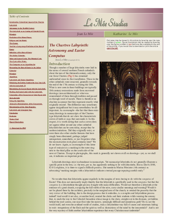 (PDF) The Chartres Labyrinth: Astronomy and Easter Computus