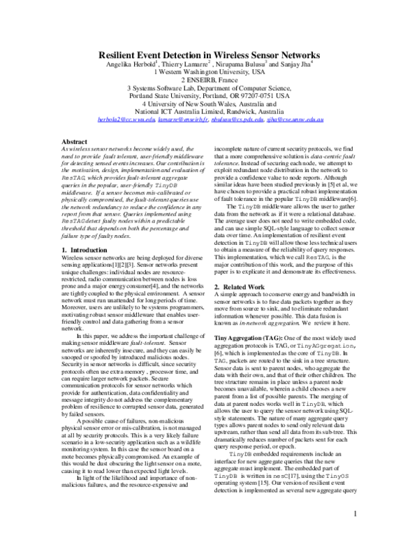 (PDF) Resilient Event Detection in Wireless Sensor Networks