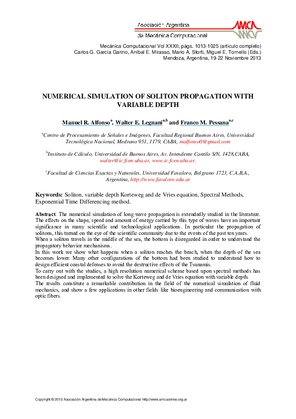 (PDF) Numerical Simulation of Soliton Propagation with Variable Depth