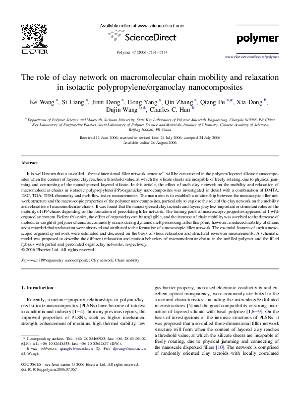 (PDF) The role of clay network on macromolecular chain mobility and ...