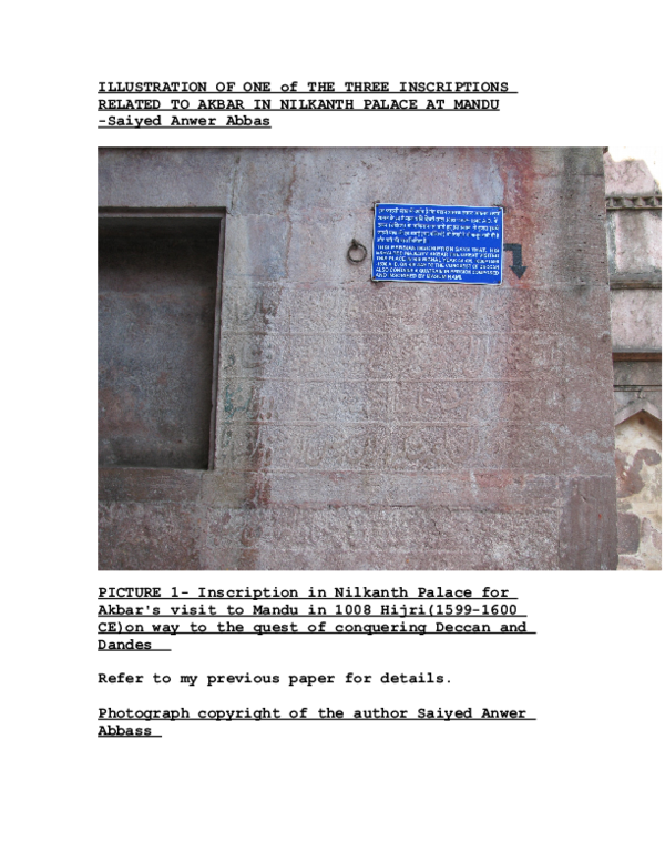 (DOC) Illustration of one of three Persian Inscriptions of Mughal ...