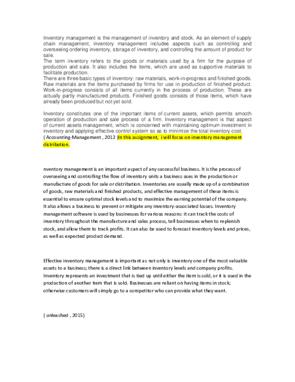 (DOC) Inventory management
