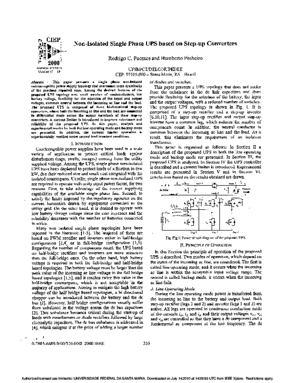 (PDF) Non-Isolated Single Phase UPS based on Step-up Converters