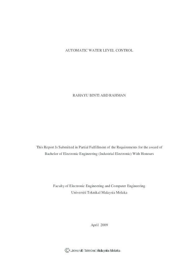 (PDF) CONSTRUCTION OF AUTOMATIC WATER LEVEL CONTROLLER FOR BOTH