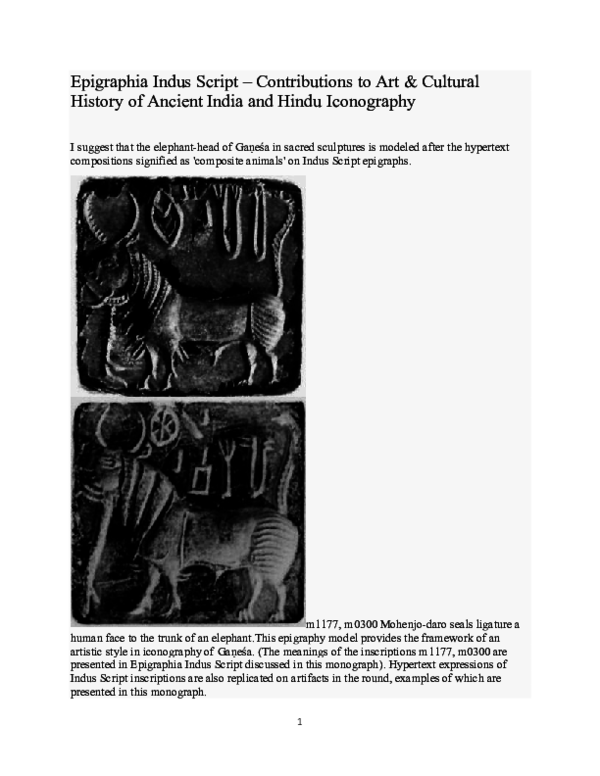 (PDF) Epigraphia Indus Script – Contributions to Art & Cultural History ...