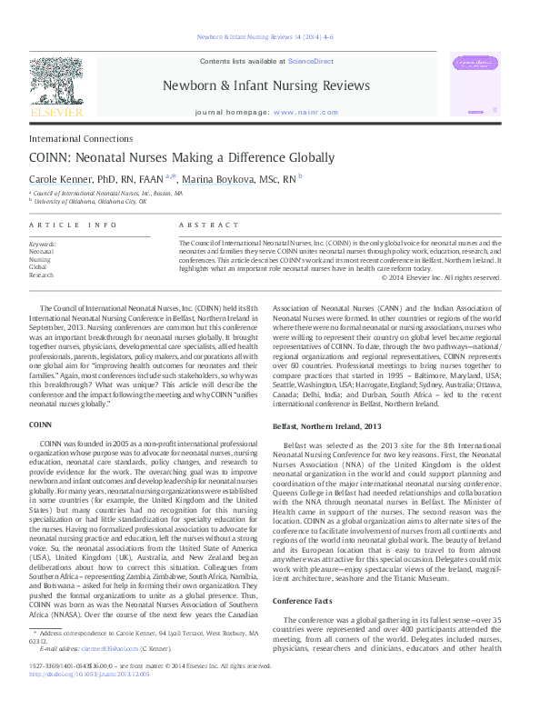 (PDF) COINN: Neonatal Nurses Making a Difference Globally