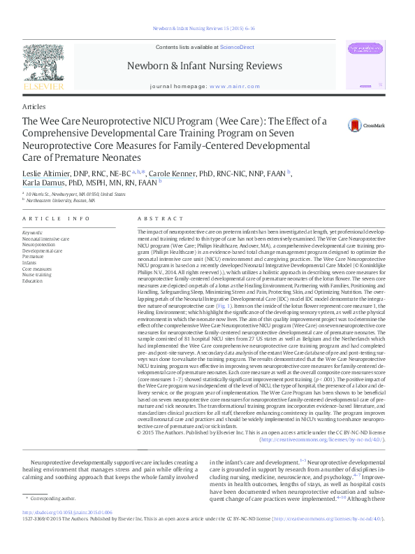 (PDF) The Wee Care Neuroprotective NICU Program (Wee Care): The Effect ...