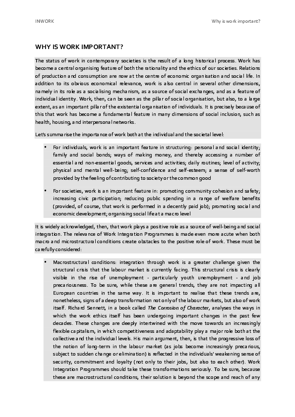 (PDF) Why is work important