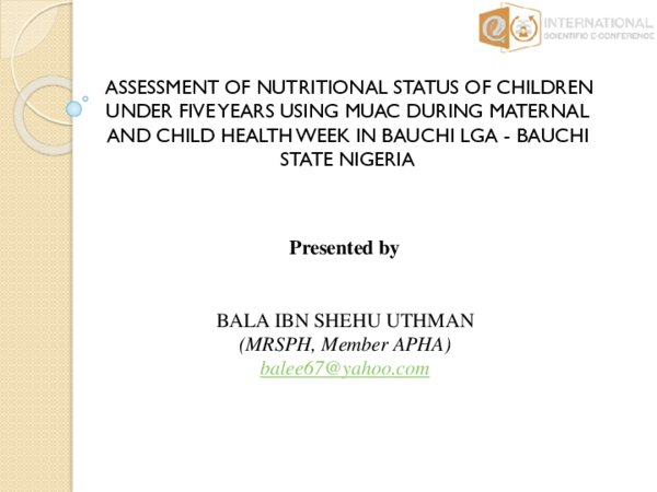 (PPT) ASSESSMENT OF NUTRITIONAL STATUS OF CHILDREN UNDER FIVE YEARS ...