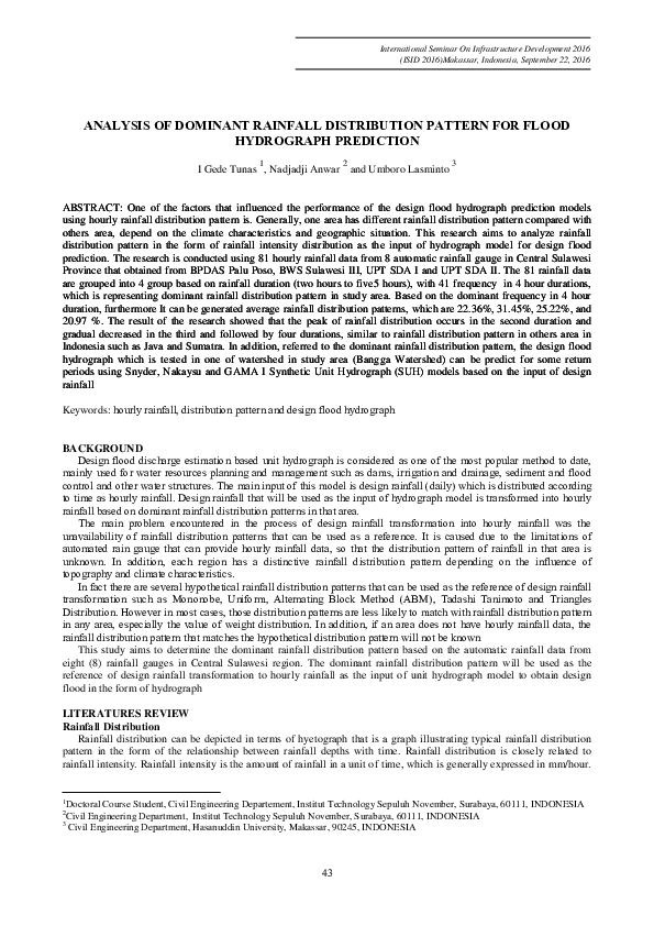 PDF) ANALYSIS OF DOMINANT RAINFALL DISTRIBUTION PATTERN FOR FLOOD