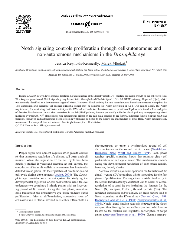 (PDF) Notch signaling controls proliferation through cell-autonomous ...