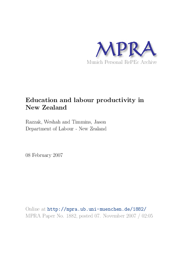 (PDF) Education and labour productivity in New Zealand