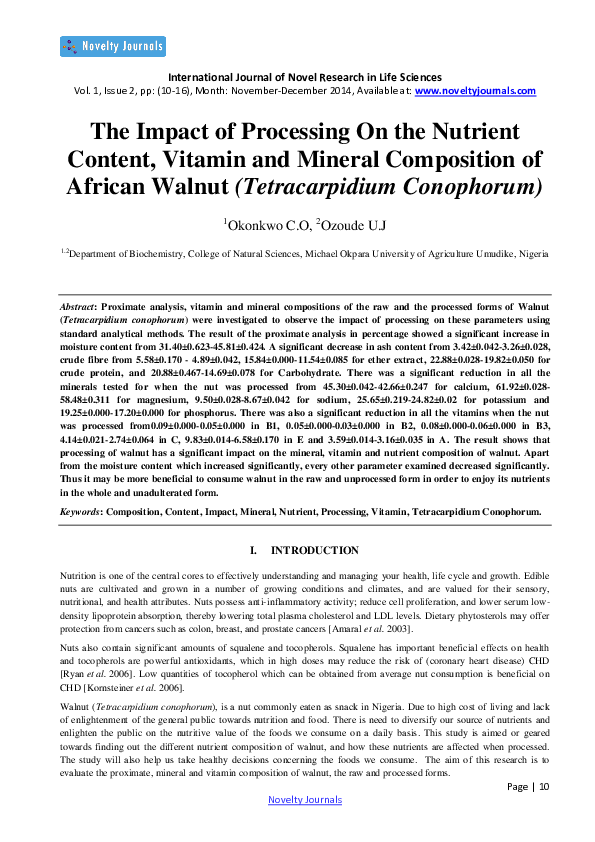 (PDF) The Impact of Processing On the Nutrient Content, Vitamin and ...