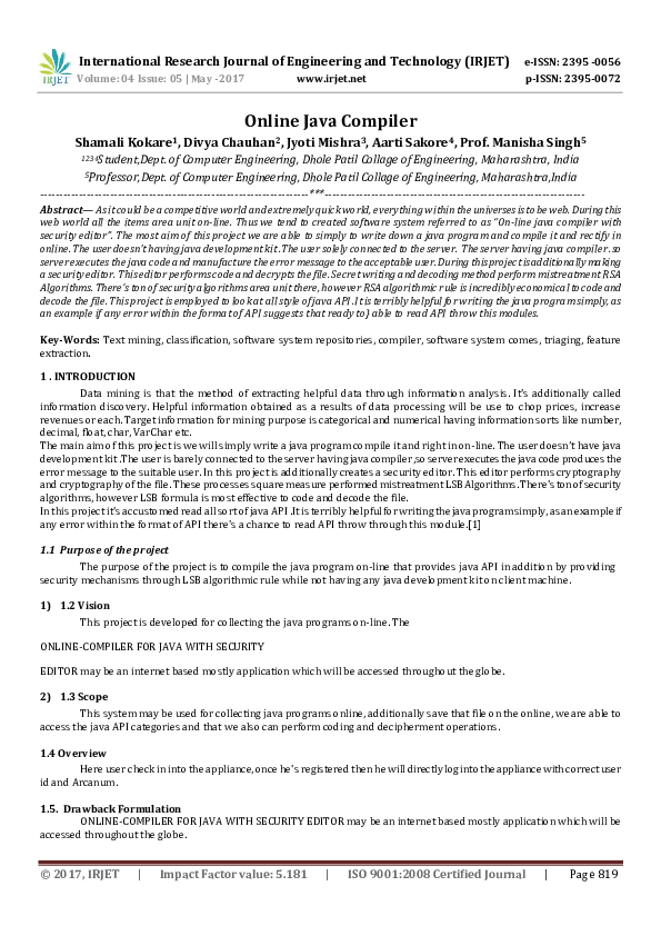 (PDF) Online Java Compiler
