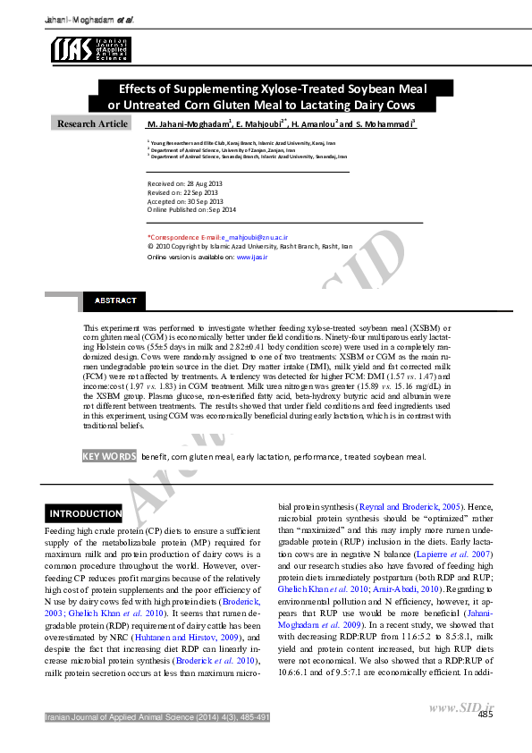 (PDF) Effects of Supplementing Xylose‐Treated Soybean Meal or Untreated