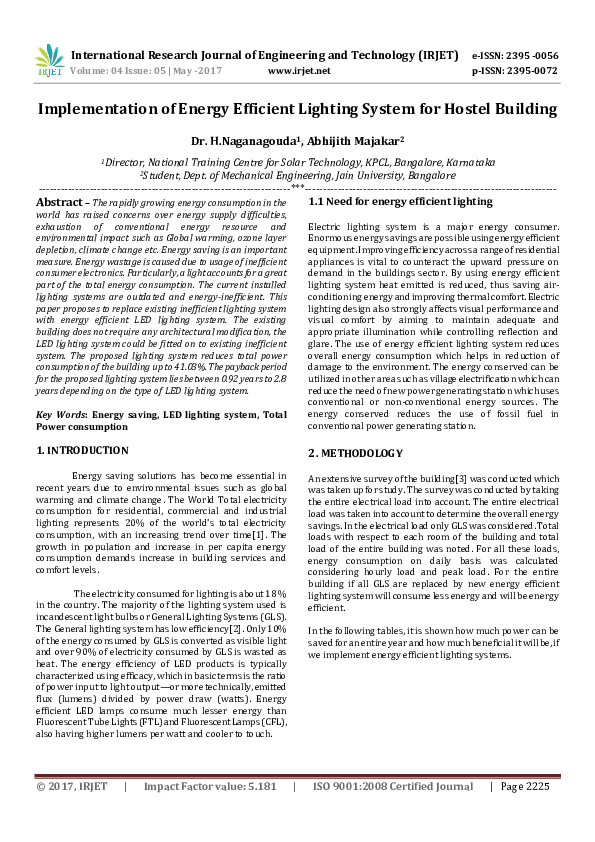 (PDF) Implementation of Energy Efficient Lighting System for Hostel ...