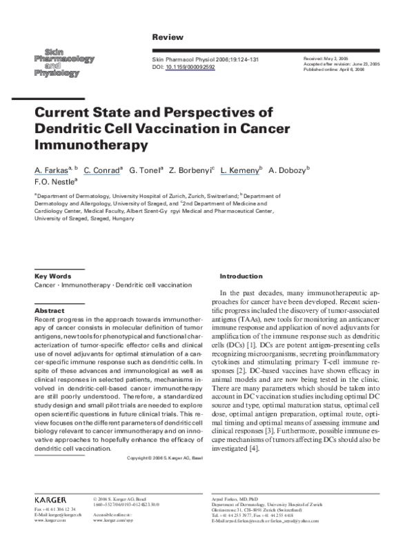 (PDF) Current State and Perspectives of Dendritic Cell Vaccination in ...