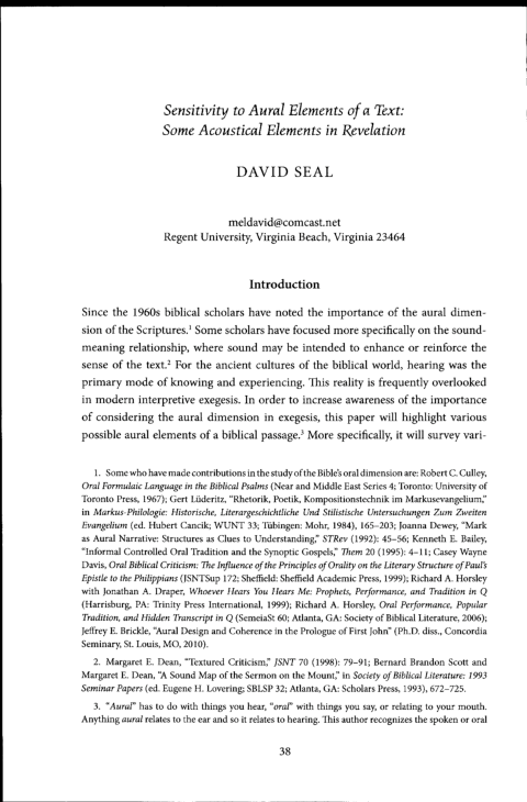 (PDF) Sensitivity to Aural Elements of a Text: Some Acoustical Elements ...