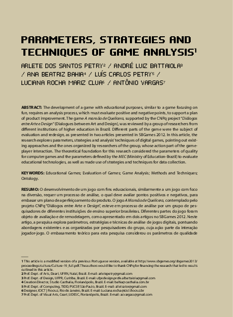 (PDF) Parameters, strategies and techniques of game analysis