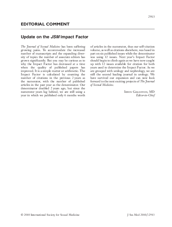 (PDF) Update on the JSM Impact Factor Rafael Carrion MD Academia.edu