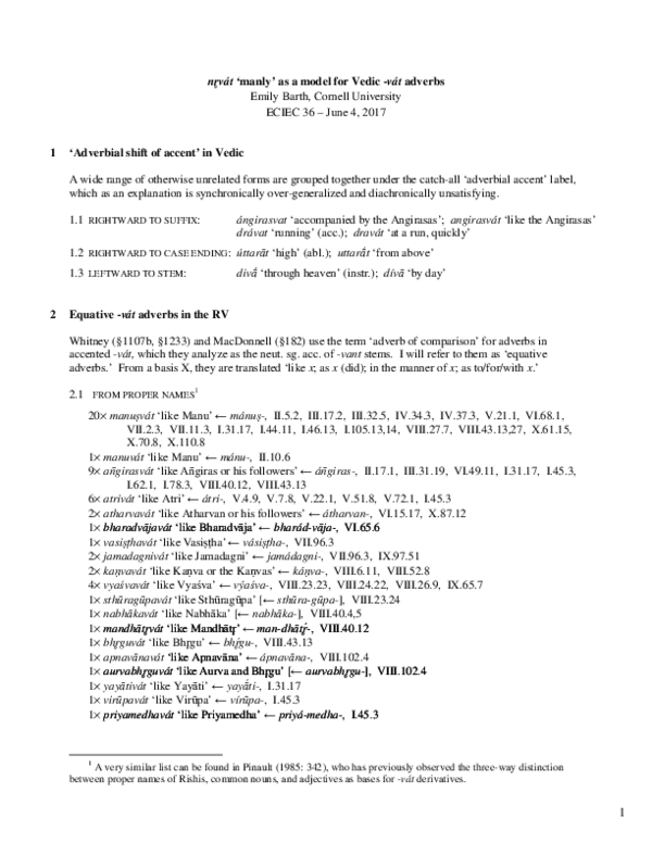 (PDF) nr̥vát 'manly' as a model for Vedic -vát adverbs (ECIEC 36 handout)