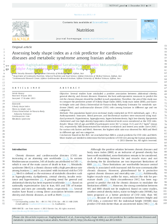 (PDF) Assessing body shape index as a risk predictor for cardiovascular ...