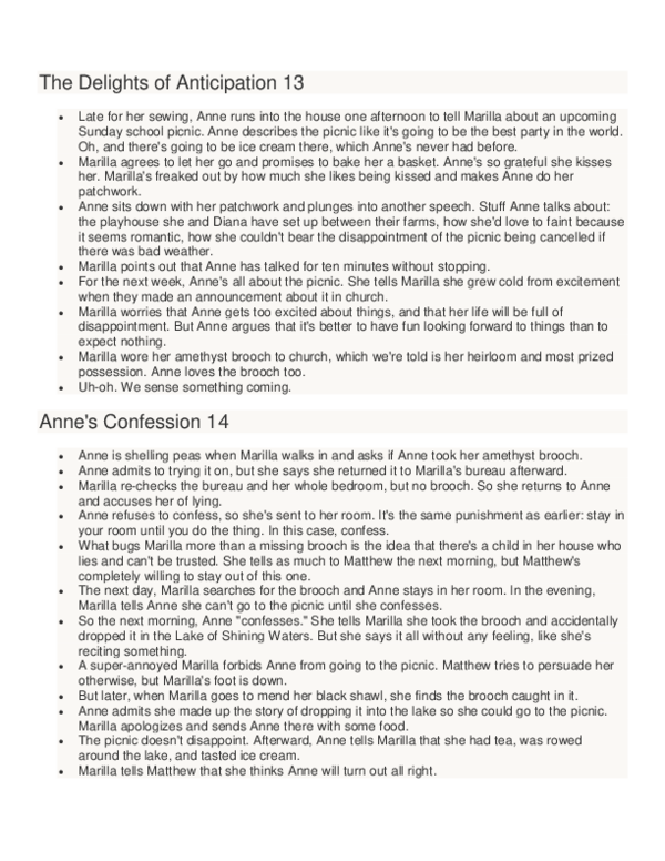 (DOC) Anne of Green Gables Summary