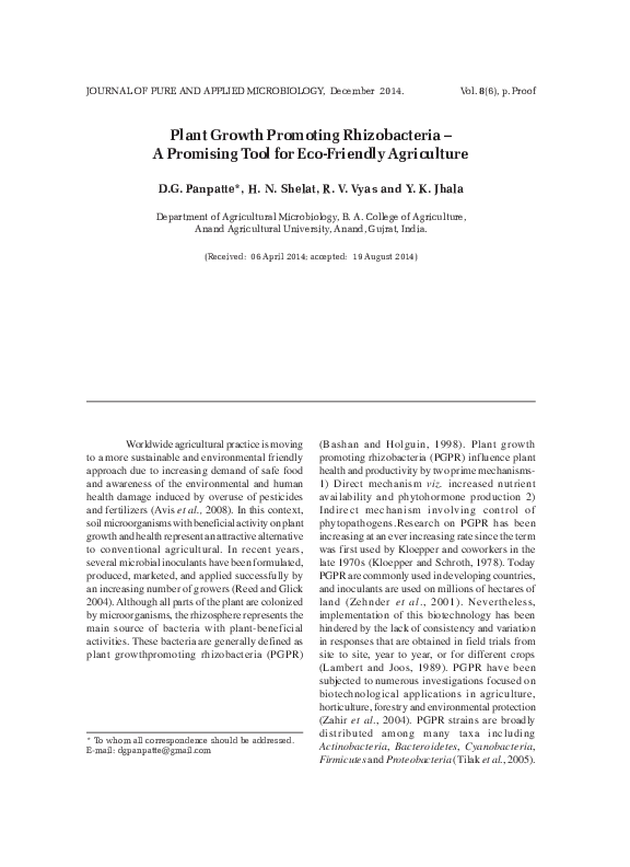 (PDF) Plant Growth Promoting Rhizobacteria – A Promising Tool for Eco ...