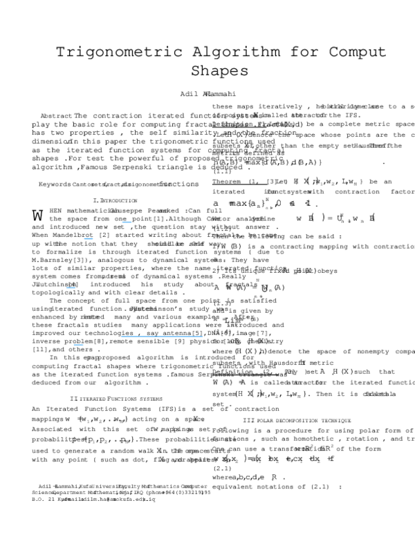 (PDF) Trigonometric Algorithm for Computing Fractal Shapes