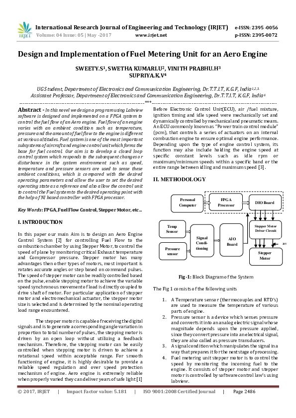 (PDF) Design and Implementation of Fuel Metering Unit for an Aero