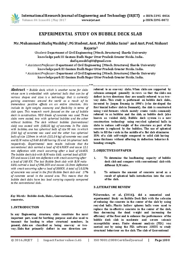 Bubble deck slab failure picture