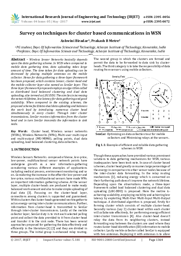 (PDF) Survey on techniques for cluster based communications in WSN
