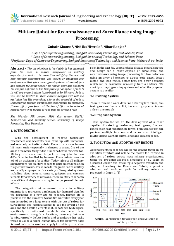 (PDF) Military Robot for Reconnaissance and Surveillance using Image ...