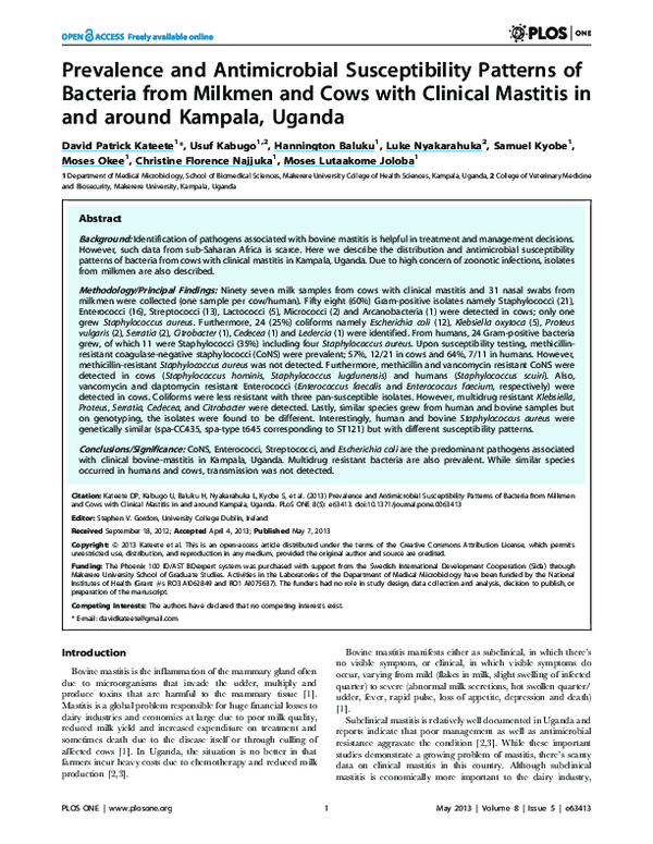 PDF) Prevalence and antimicrobial susceptibility patterns of