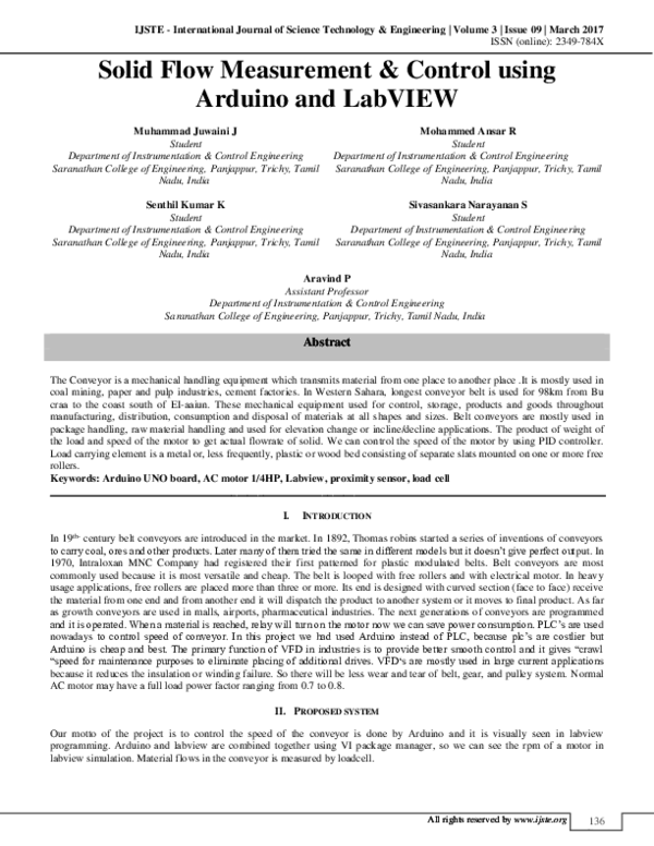 (PDF) Solid Flow Measurement & Control using Arduino and LabVIEW